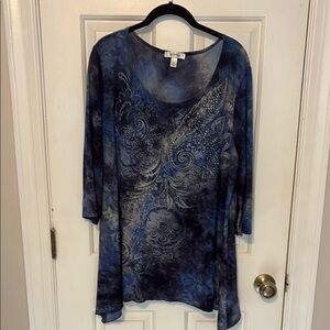 Elegant Blue Paisley Women's Top